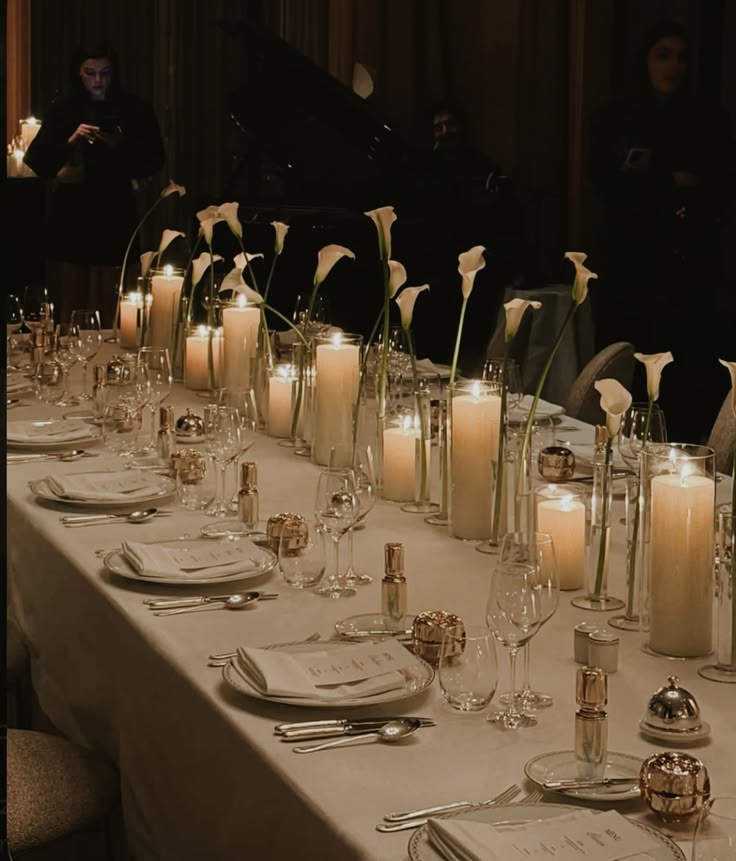 Candlelit table in black and white