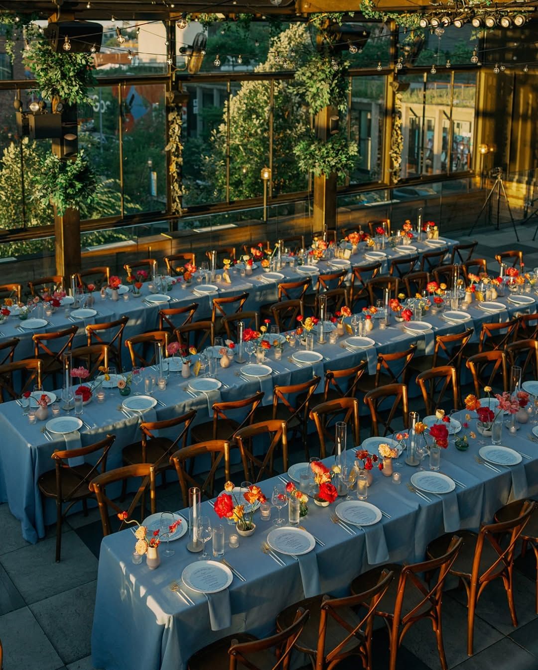Rooftop dinner in black and white